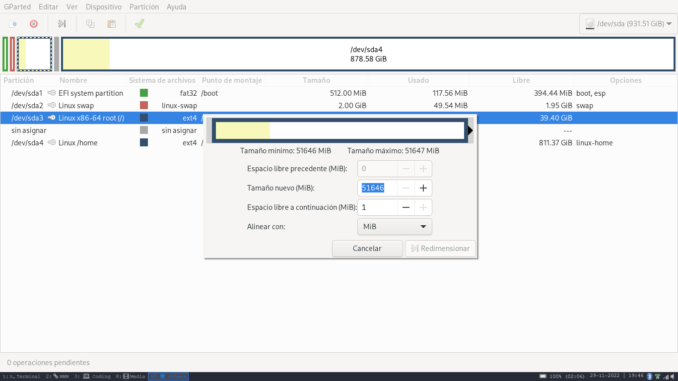 Redimensionar Particiones